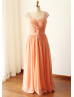Beaded Cap Sleeves Twisted Knot Front Chiffon Bridesmaid Dress